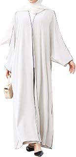 Muslim Abaya for Women Long Sleeve V Neck Maxi Dress Dubai Style Modest Loose Full Cover Islamic Middle East Clothes