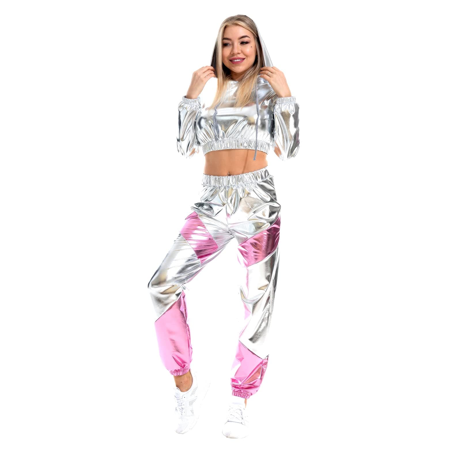 Metallic Hoodie and Sweatpants Set for Women by OBEEII