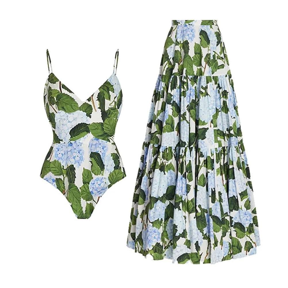 Women's Floral Print Swimsuit with Cover Up Set for Summer Vacations