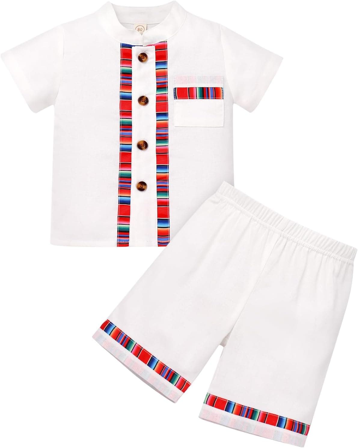 Toddler Kids Boys Mexican Outfit Traditional Traditional Ethnic Wear Shirts with Shorts Birthday Party Clothes