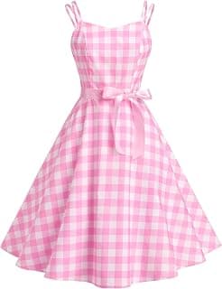Women Retro 1950s Rockabilly Audrey Hepburn Dress Halter Black Polka Dots Cocktail Party Swing Tea Dress