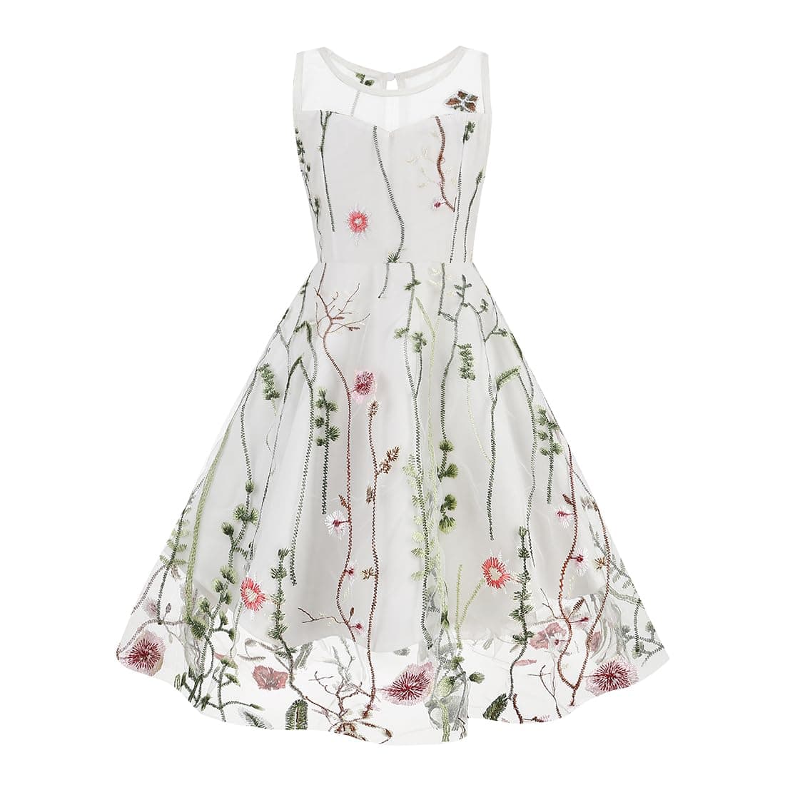 Embroidered Floral Lace Dress for Kids Girls