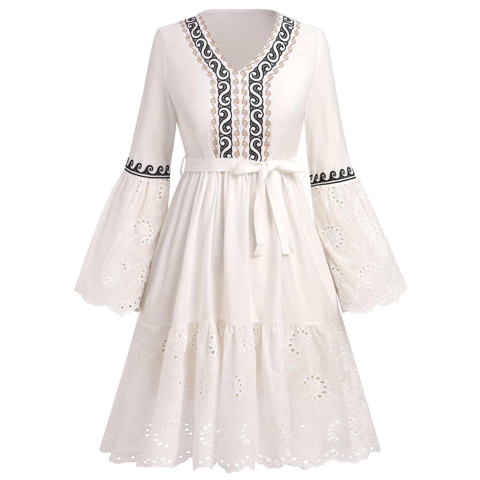 Bohemian Floral Print Peasant Dress for Women
