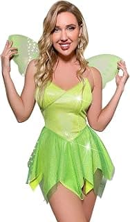 Women's Shiny Rave Outfit Halloween Costume Top Mini Skirt Wings Dress up Cosplay Music Festivals Clothes Set