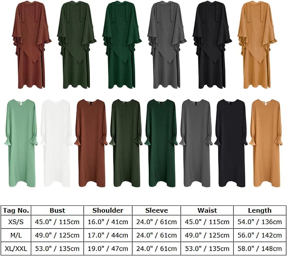Women Muslim Abayas Modest Solid Prayer Dress Robe Islamic Dubai Middle East Dubai Turkey Kaftan Outfit Formal Clothes