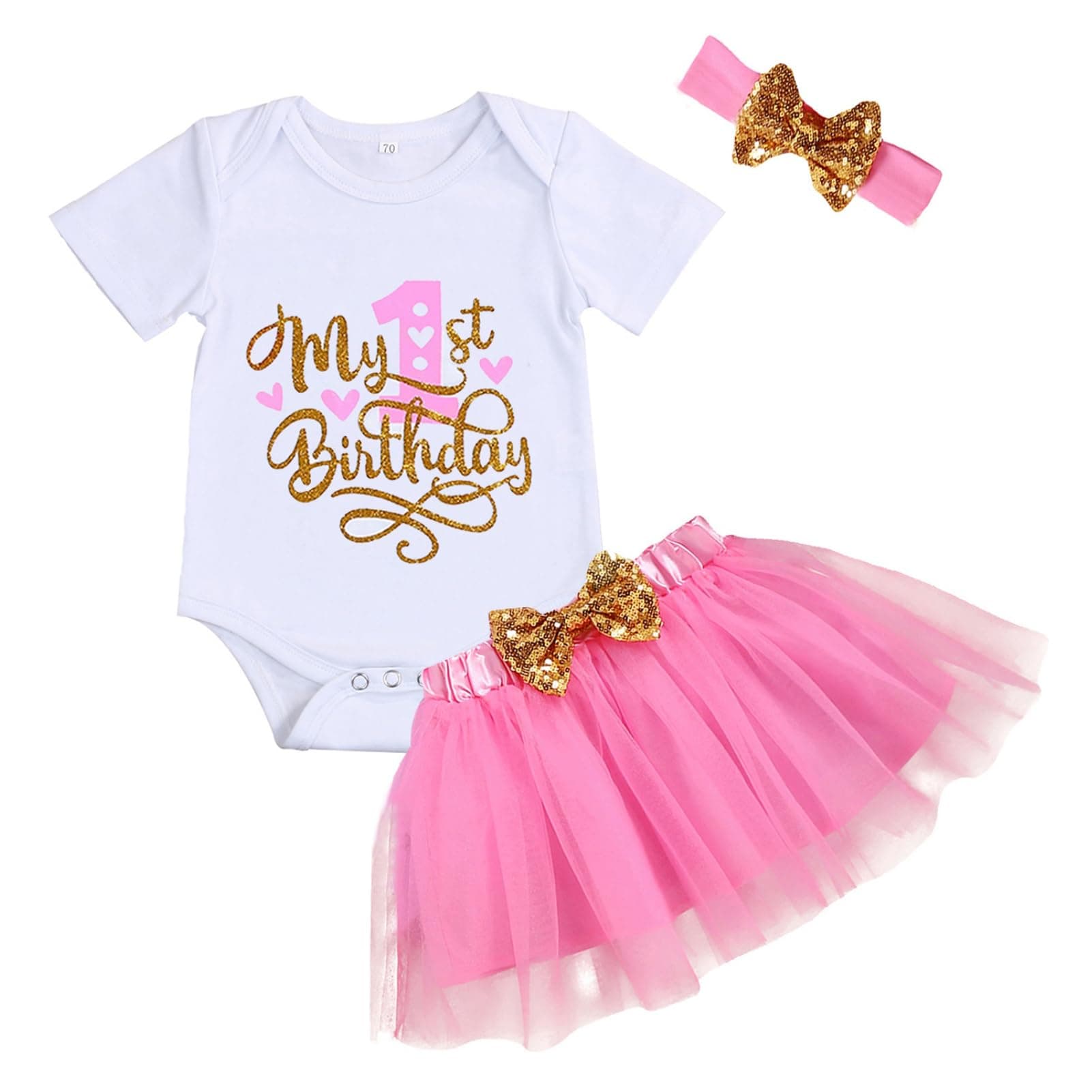 GRNSHTS Baby Girl 1st Birthday Cake Smash Tutu Outfit Set