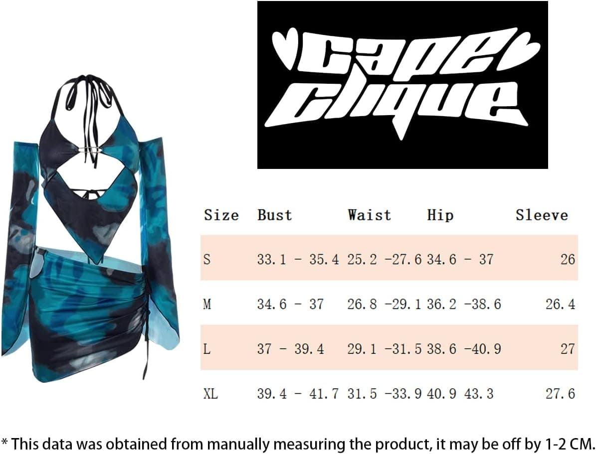 Rave Outfits for Womens Set Festival Sexy Y2K Dress 2 Piece Outfits Summer Long Sleeves Birthday Party Clubwear
