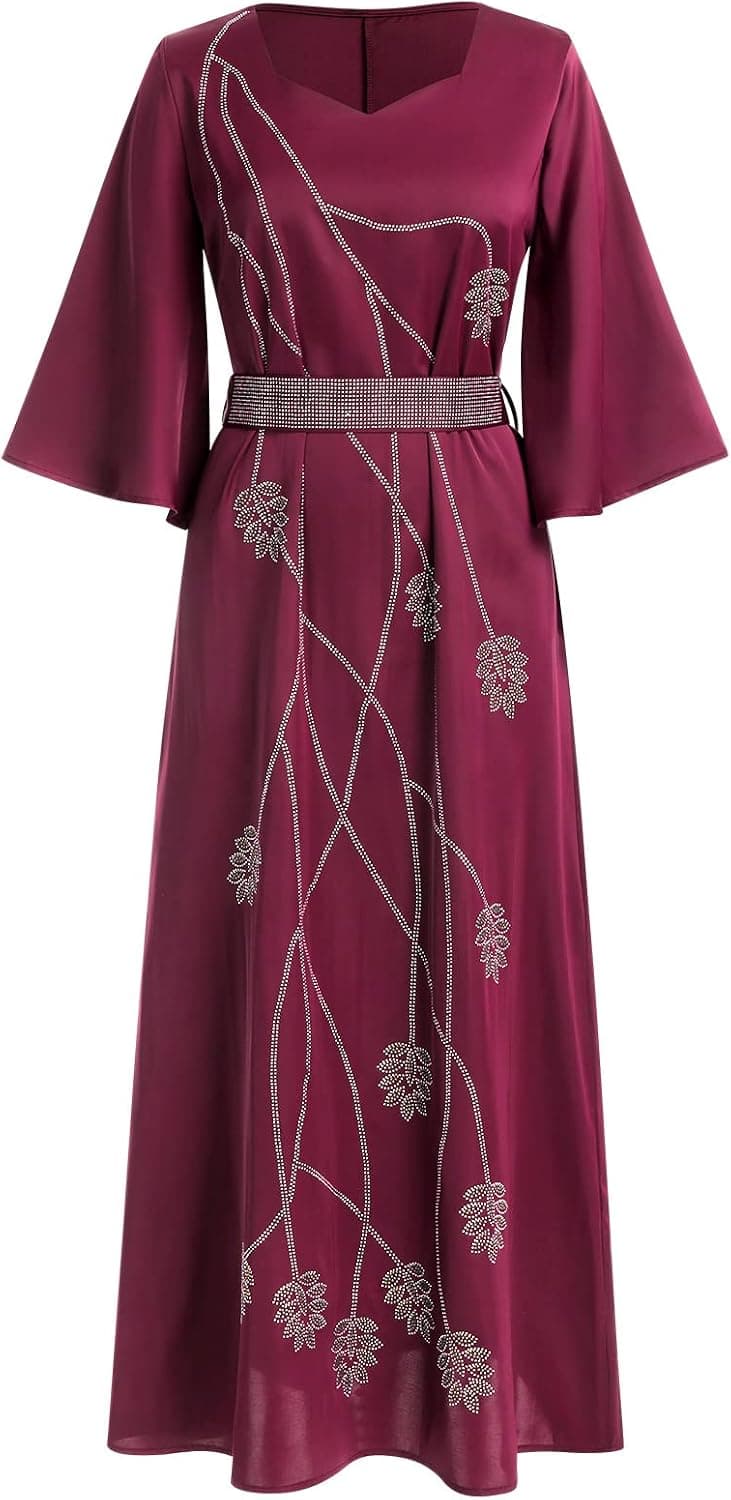 Women Muslim Abayas Applique Embroidery Long Sleeve Formal Dress Full Cover Islamic Dubai Robe Kaftan Prayer Clothes