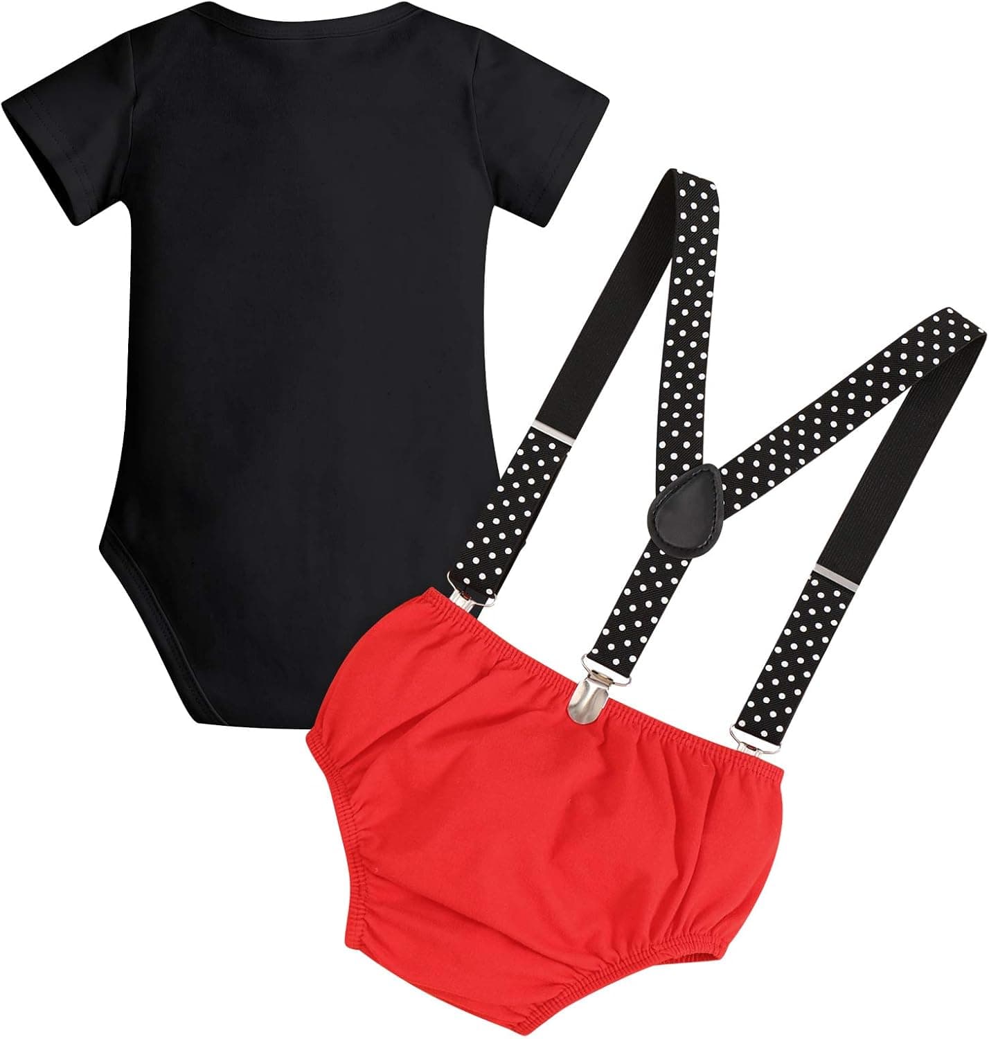 Baby Boy Mouse 1/2 First Birthday Outfit Romper + Suspenders + Pants + Headband Half Way to One Cake Smash Photo Shoot