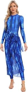 Women Burkini Swimsuits Modest Muslim Swimwear Islamic Long Sleeve Full Cover Swim Pants Rash Guard Sarongs Cover Ups