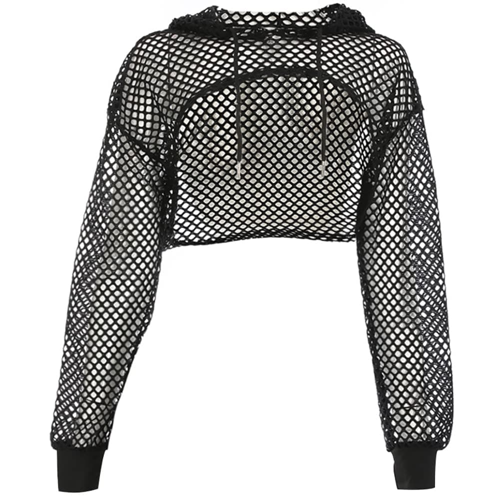 Neon Fishnets Crop Top for Women - Y2K Style