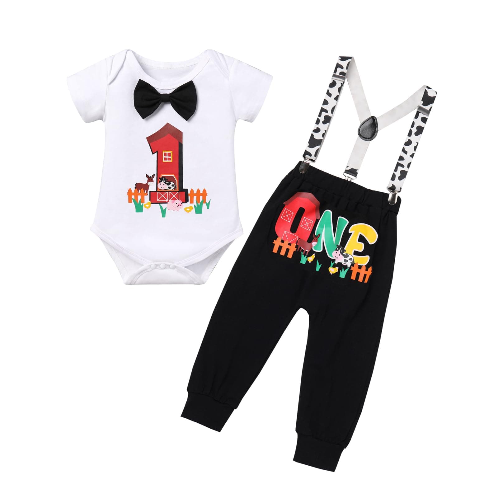 Baby Boys Circus Space 1st Birthday Outfit Cake Smash Romper + Pants + Suspenders