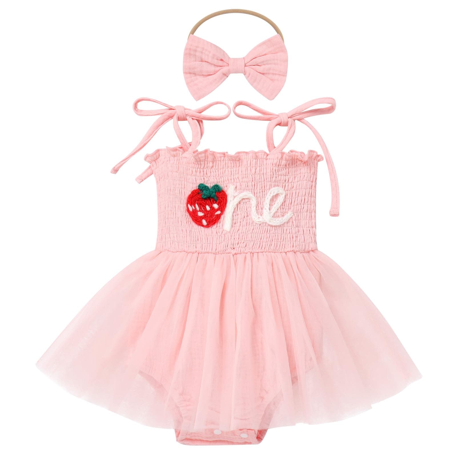 IMEKIS Baby Girl Strawberry First Birthday Outfit