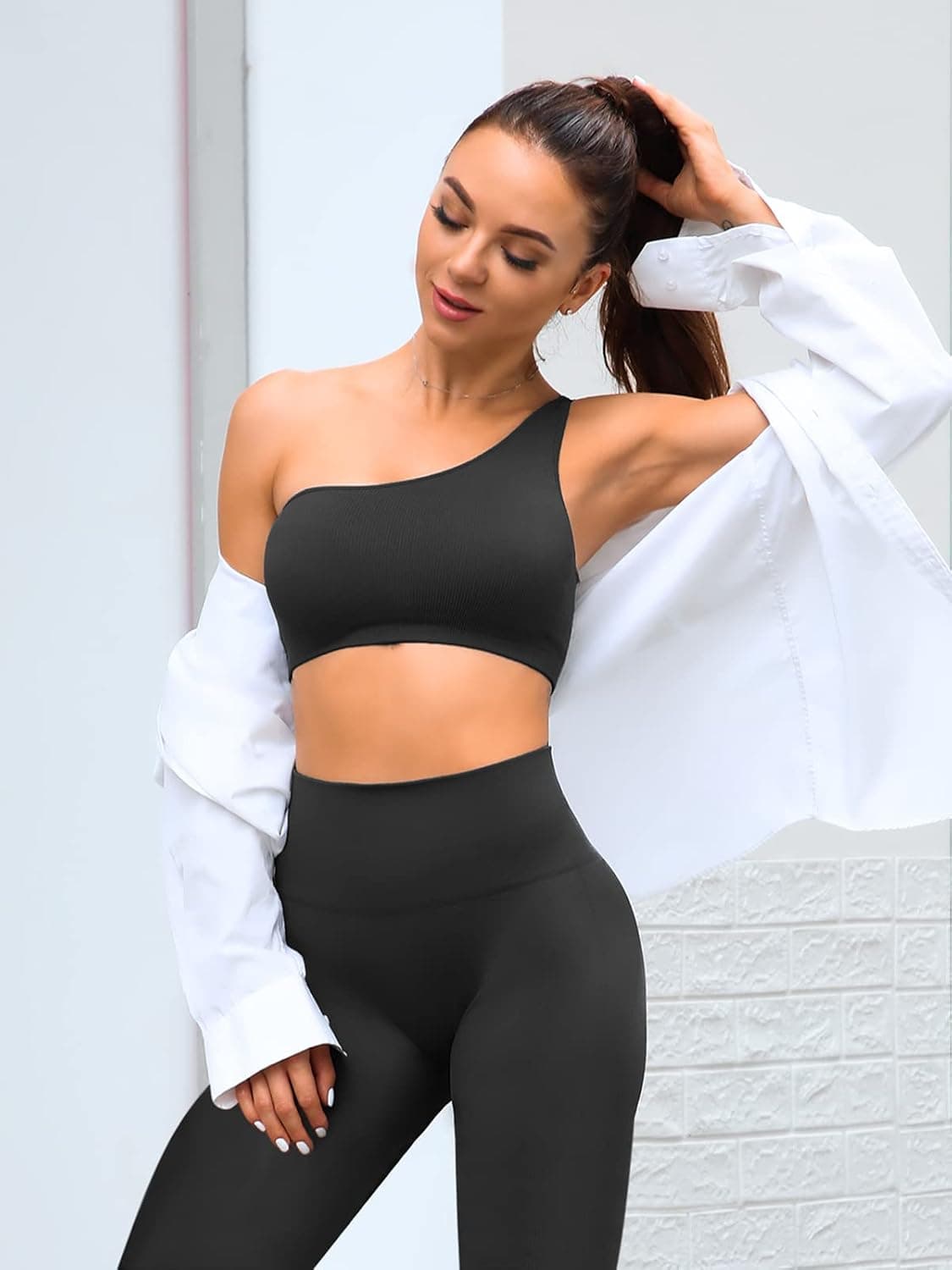 Women's 2 Pieces Workout Sets - Yoga Outfits Sport Bra Tummy Control Legging Home Exercise Yoga Running Tracksuits