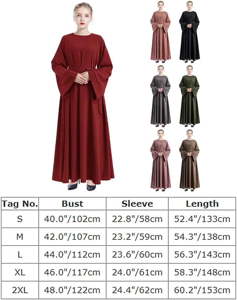 Women Muslim Abaya Bell Long Sleeve Maxi Dress Loose Full Cover East Arabian Robe Dubai Islamic Prayer Clothes