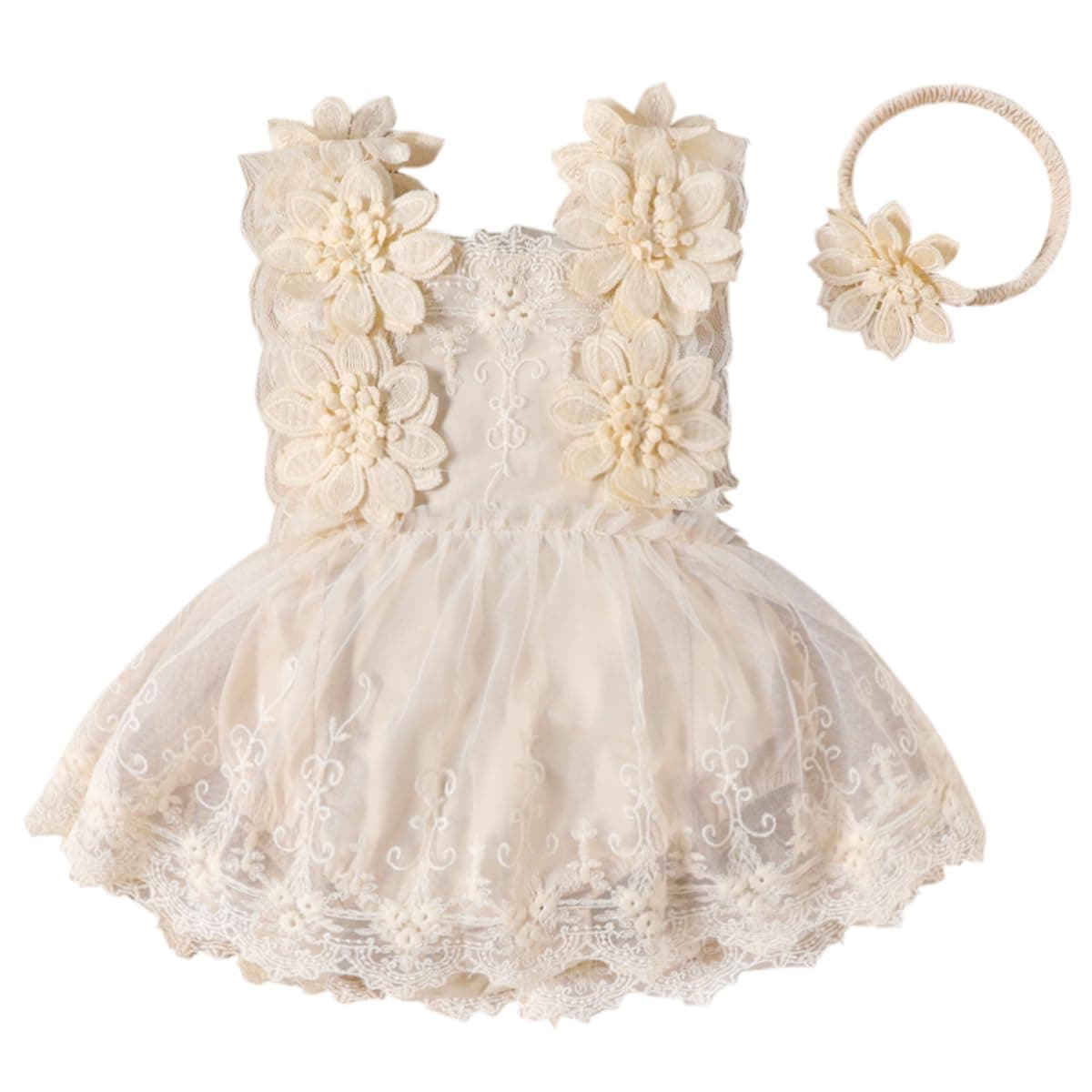Boho Romper Dress for Newborn Baby Girls 1st Birthday