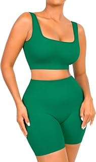 Workout Sets for Women 2 Piece Outfits Seamless Ribbed Sport Bra High Waist Shorts Reg & Plus Size