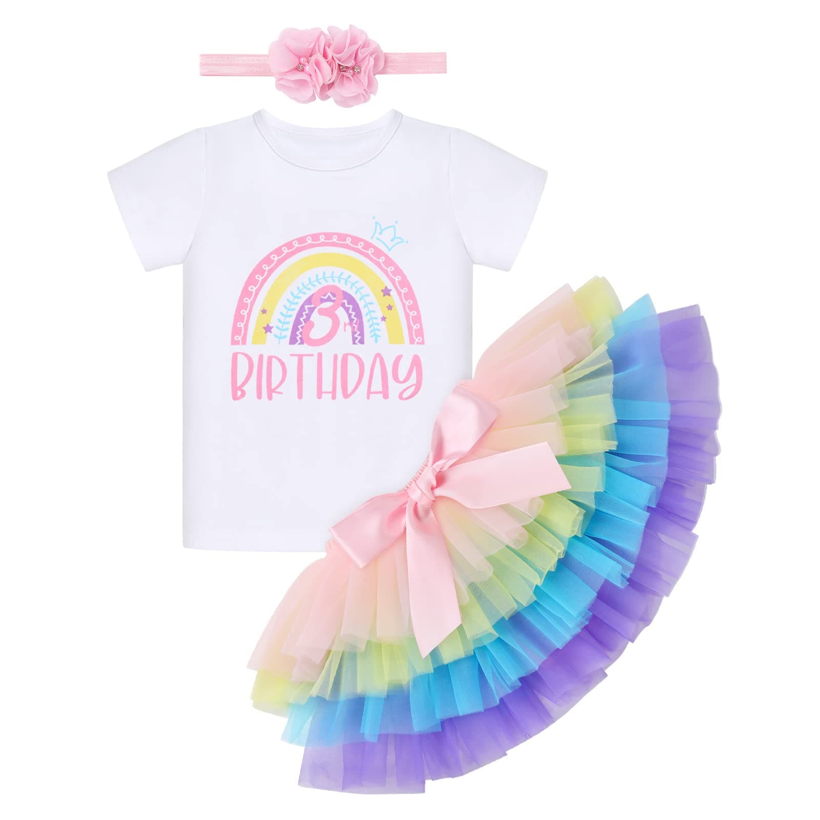 Boho Rainbow 1st Birthday Outfit for Baby Girls