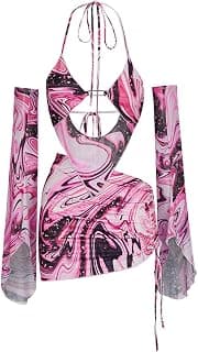 Rave Outfits for Womens Set Festival Sexy Y2K Dress 2 Piece Outfits Summer Long Sleeves Birthday Party Clubwear