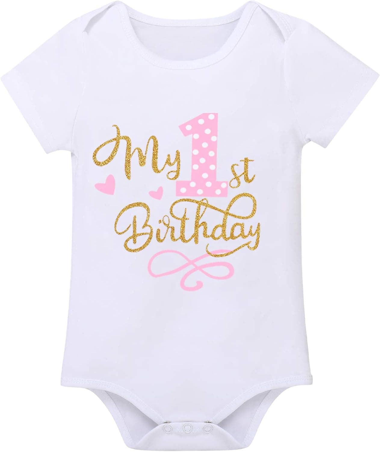 Baby Girls 1st Birthday Outfit Polka Dots ONE Romper Tutu Skirt Mouse Ears Headband Cake Smash Costume for Photo Shoot