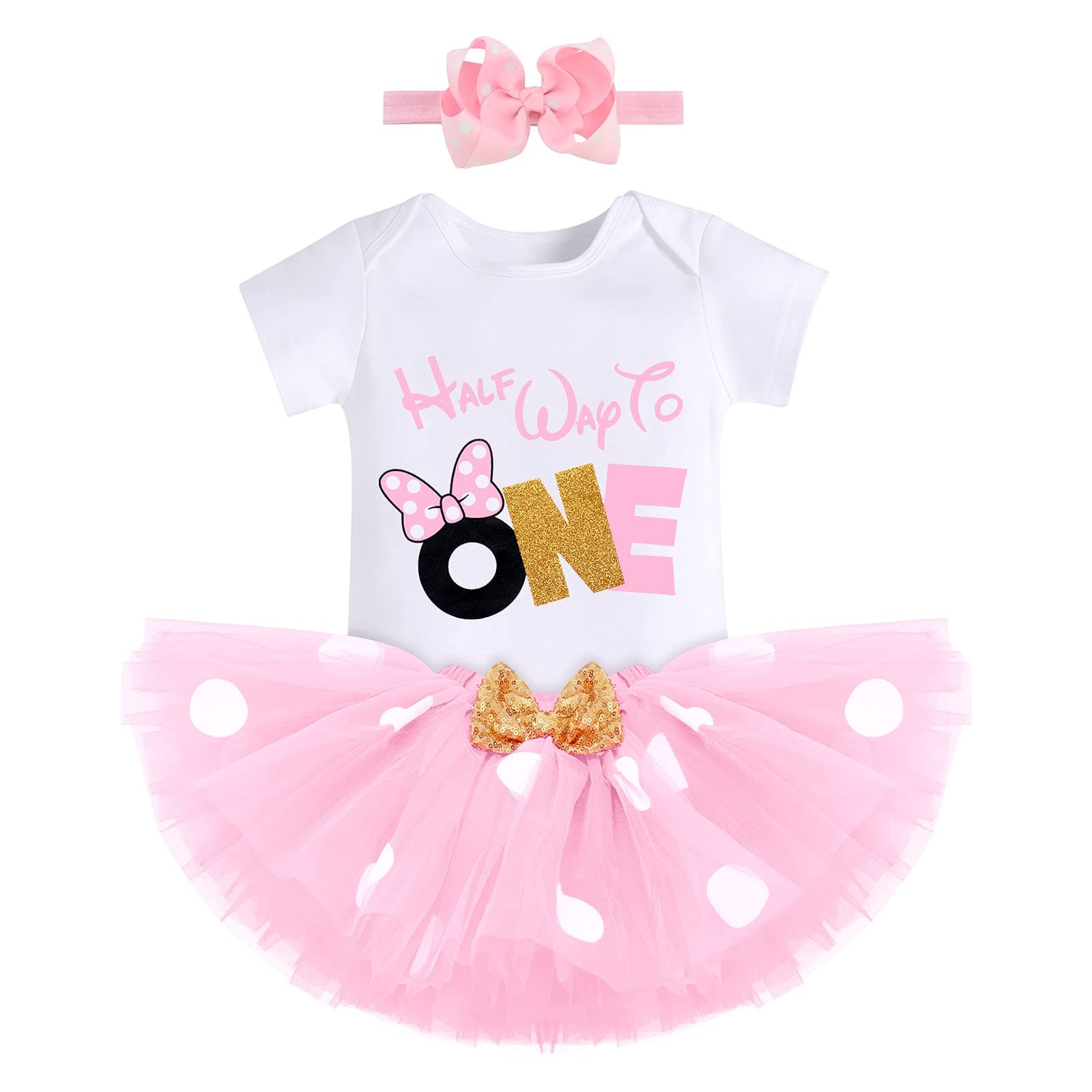 IMEKIS Baby Girls 1st Birthday Tutu Romper with Polka Dots & Mouse Ears Costume