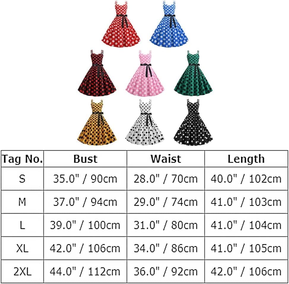 Women Retro 1950s Rockabilly Audrey Hepburn Dress Halter Black Polka Dots Cocktail Party Swing Tea Dress