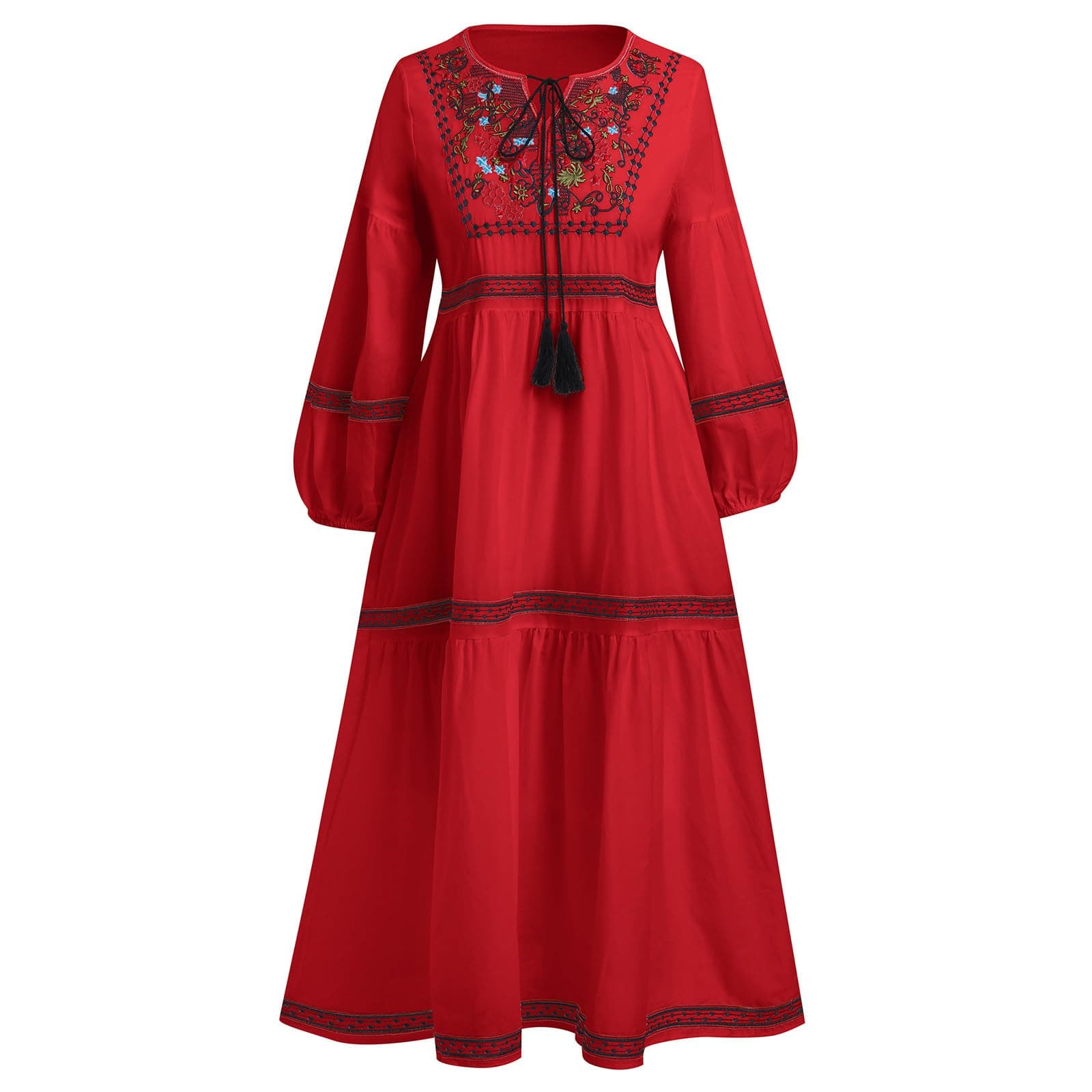 Floral Embroidered Mexican Dress for Women