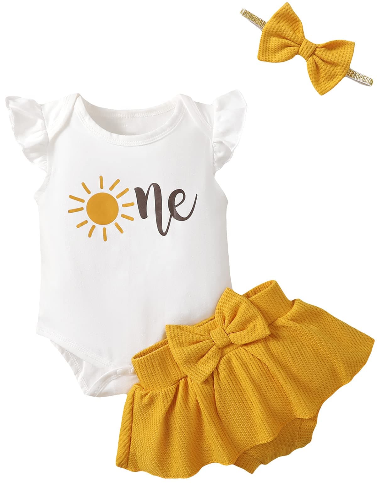 Aslaylme Baby Girl 1st Birthday Sunflower Outfit