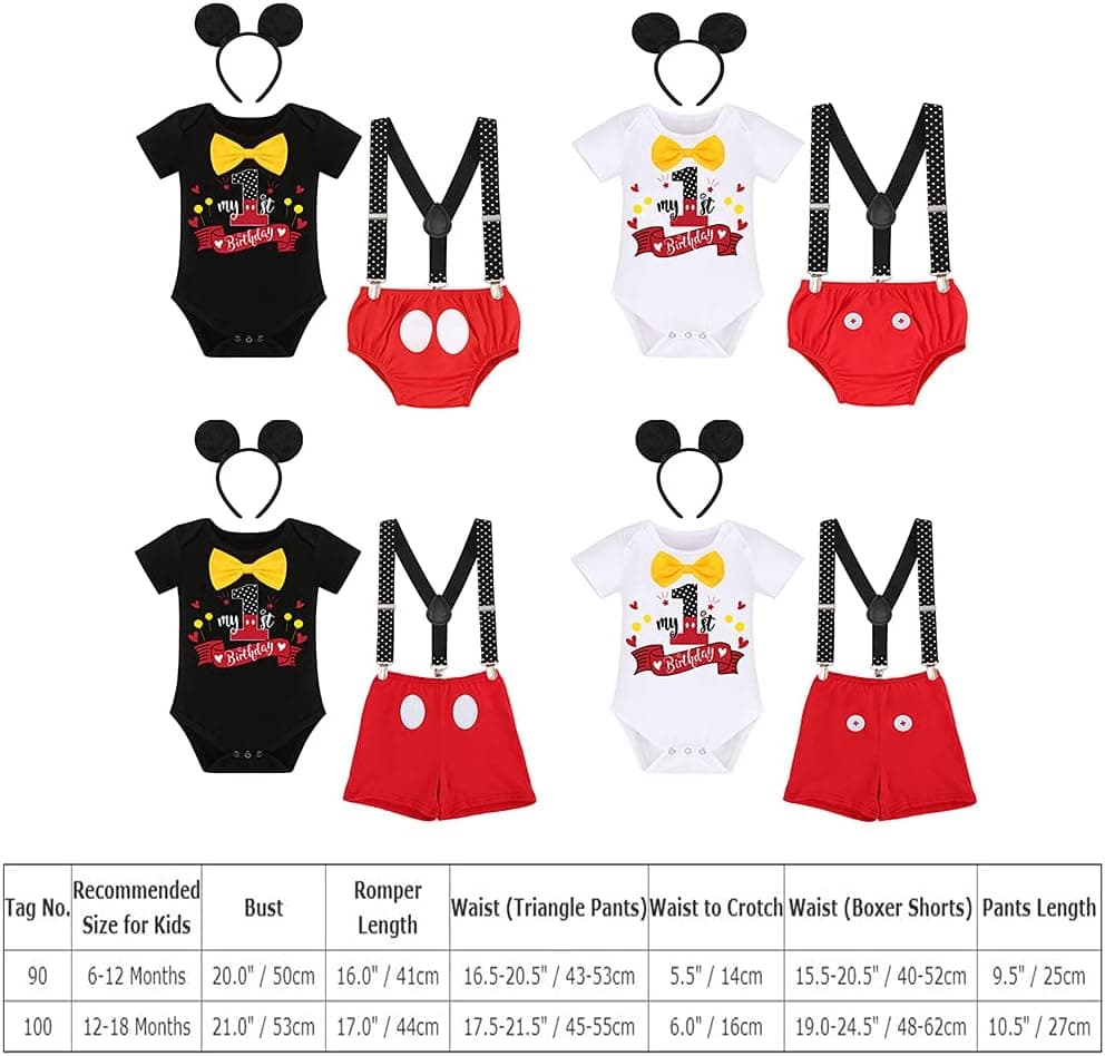 Baby Boys Cake Smash Outfit First 1st Birthday ONE Bloomers + Suspenders + Bowtie + Headband Photo Props Costume