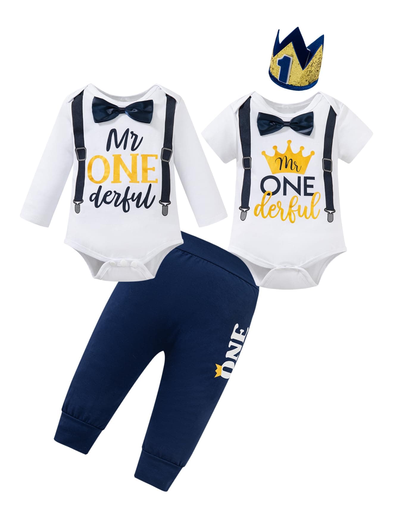 4PCs Newborn Baby 1st Birthday Outfit Boy Clothes Set