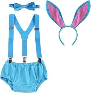 Baby Boy 1st Easter Bunny Outfit Suspender Bloomers Bowtie Headband Cake Smash Some Bunny is One Birthday Photo Shoot