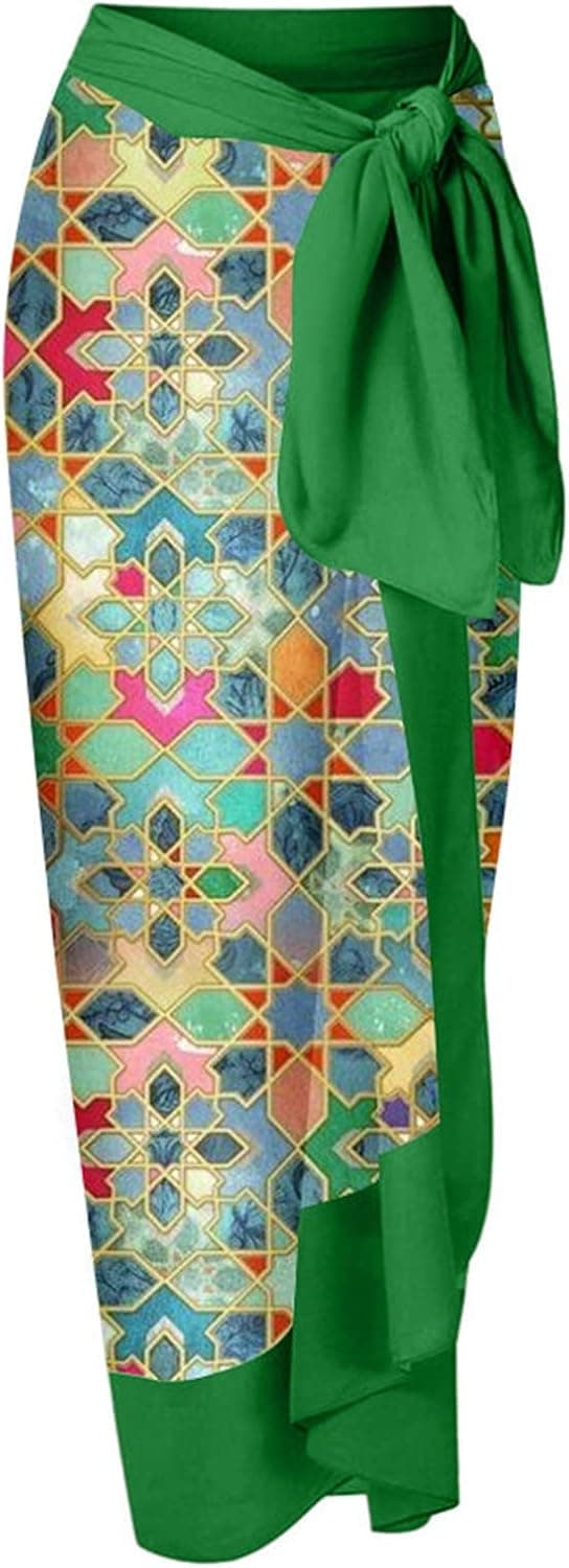 Women Sexy Push Up One Piece Swimsuit with Beach Cover Up Wrap Skirt Sarong Retro Floral Print Bikini Set Bathing Suits