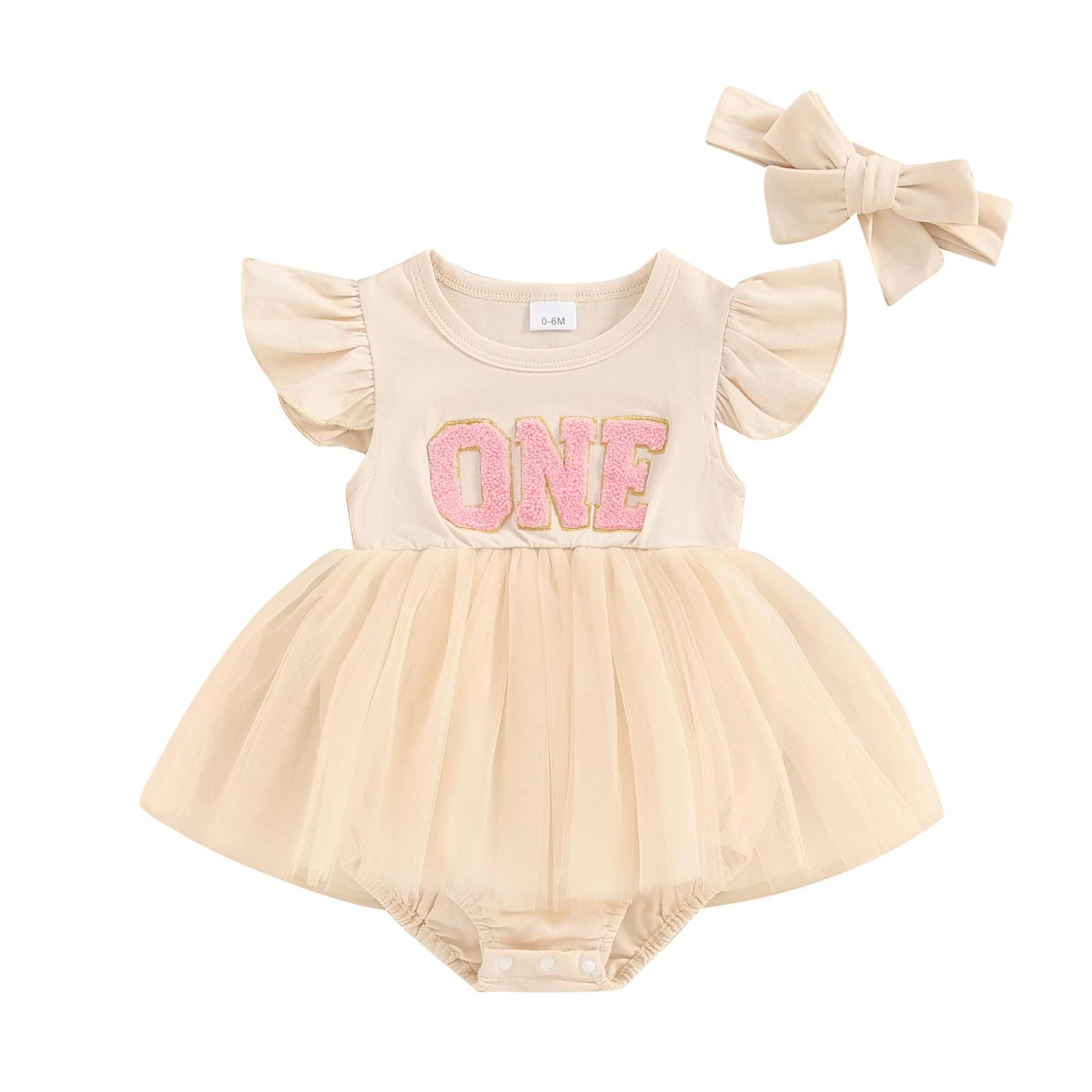 Baby Girls 1st Birthday Outfit: Romper, Tutu Skirt, Summer Clothes