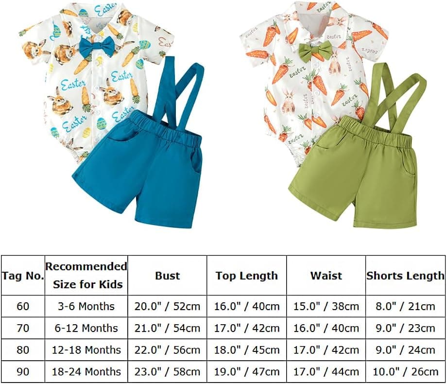 Baby Boys First Easter Outfit Romper + Overalls Shorts Suits Bunny 1st Birthday Cake Smash Photo Shoot Clothes