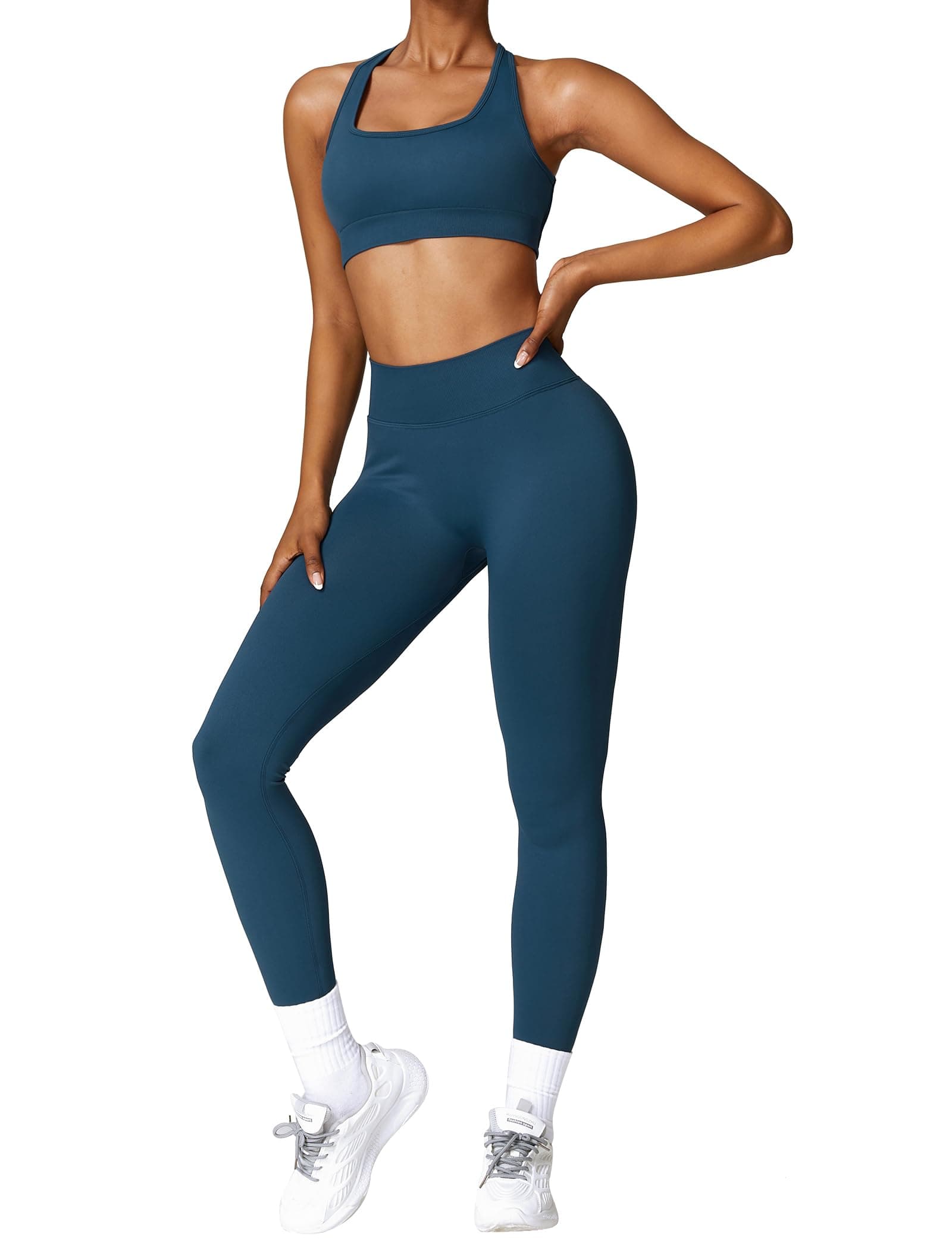 IMEKIS Women Workout Set: Sports Bra and High Waist Leggings Gym Fitness Tracksuit