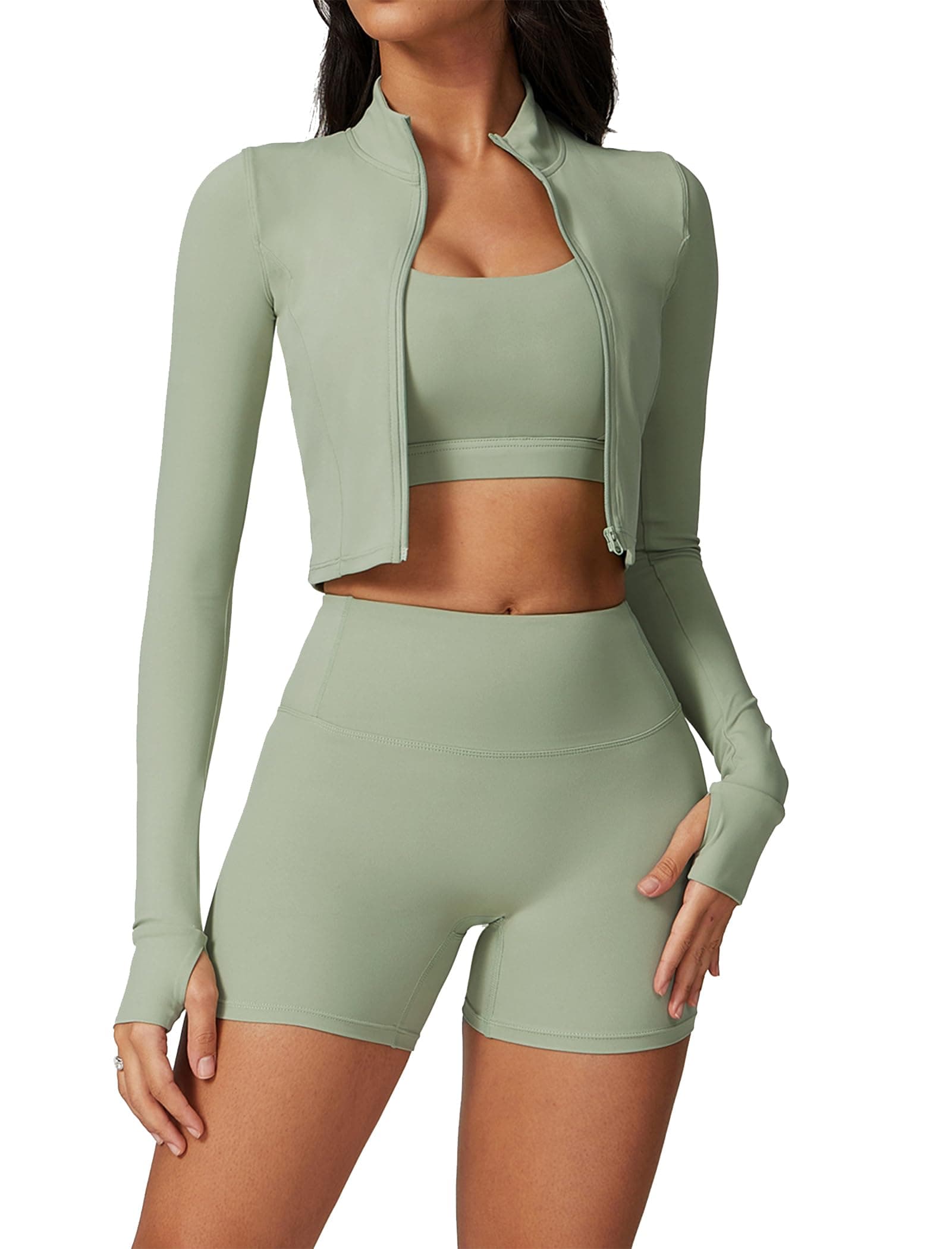 AGYMNX High Waisted Seamless Shorts Crop Top Gym Yoga Outfit