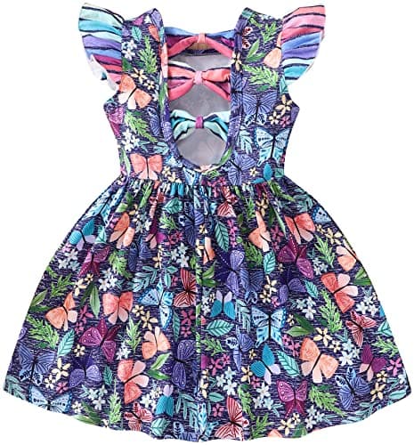 Popshion Girls' Leopard Print Sleeveless Sundress with Back Bowknot