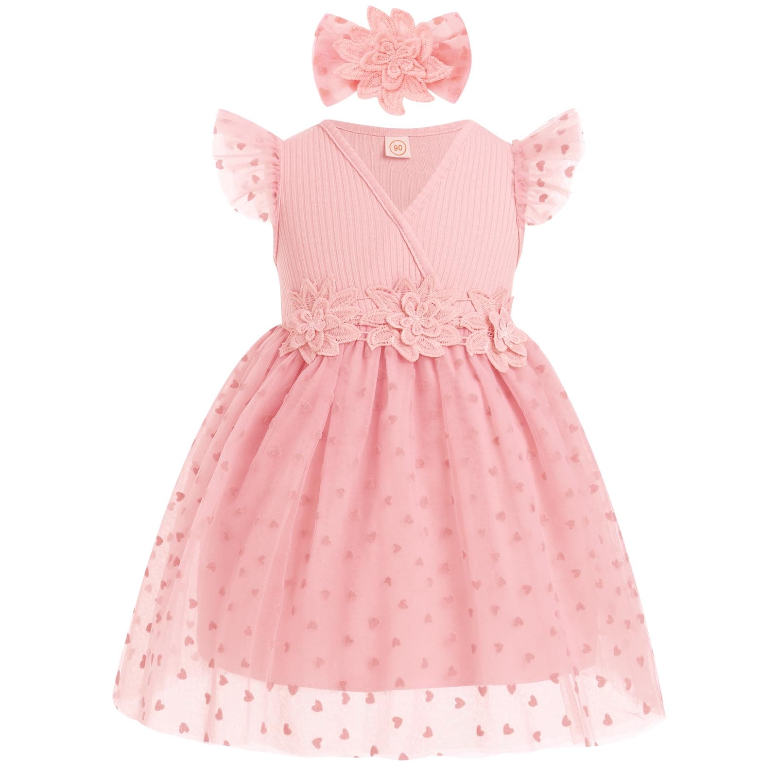 IMEKIS Toddler Baby Girls Birthday Dress with Headband