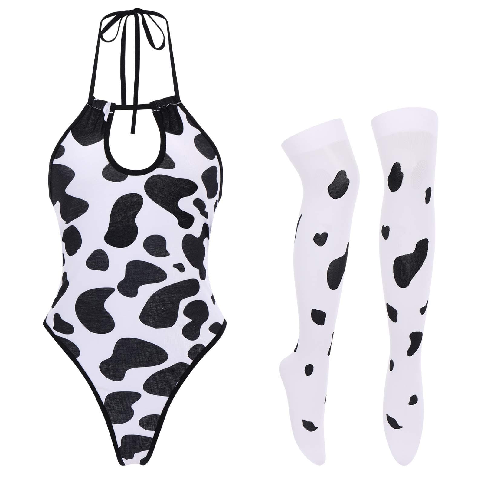 IMEKIS Women's Anime Cow Maid Lolita Cosplay Kawaii Costume Set