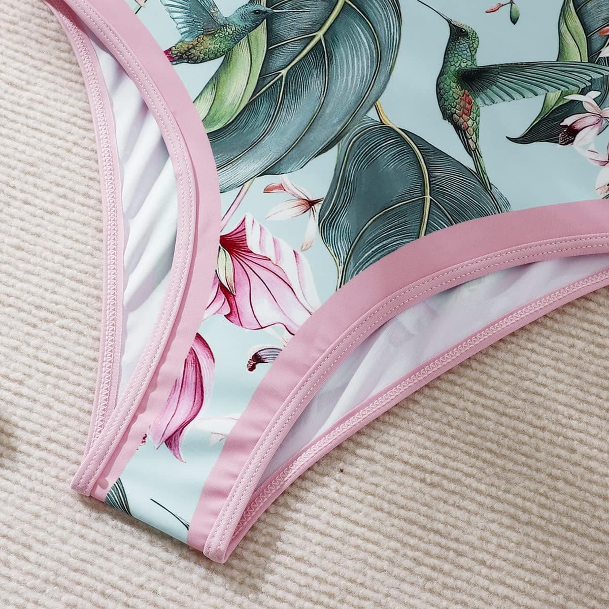 Women One Piece Swimsuit with Matching Cover Ups Floral Sexy Bikini Sets High Cut Push Up Two Pieces Bathing Suit
