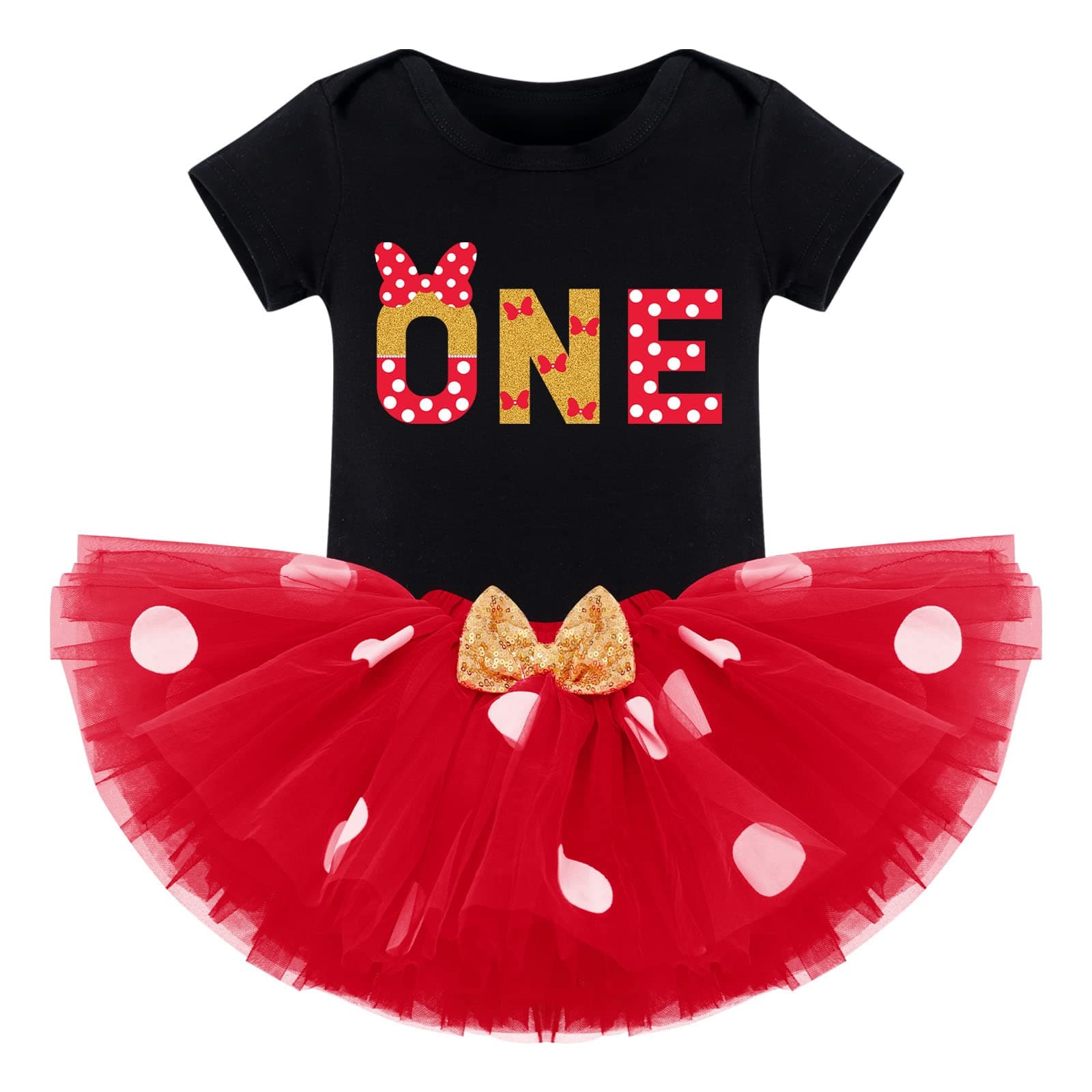 Kids Girls 3rd Birthday Cake Smash Outfit with Polka Dots Tutu Skirt