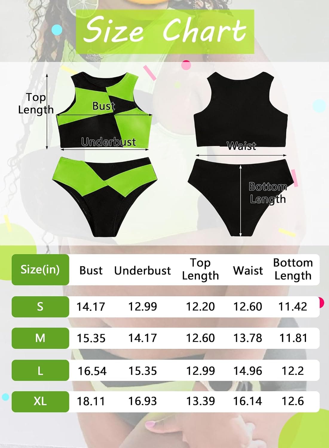 Womens Colorblock Shego Costume - Rave Outfit Swimsuits High Neck Crop Top High Waisted Bottom Cosplay Bikini Sets