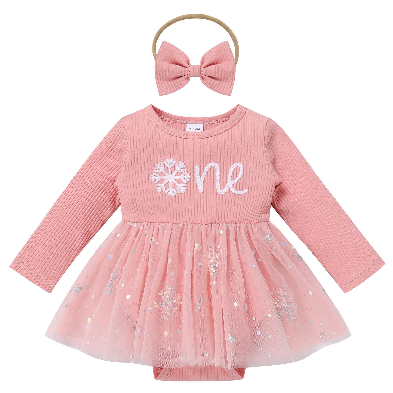 Baby Girl's 1st Birthday Outfit: Romper and Headband for Fall & Winter Cake Smash Photos