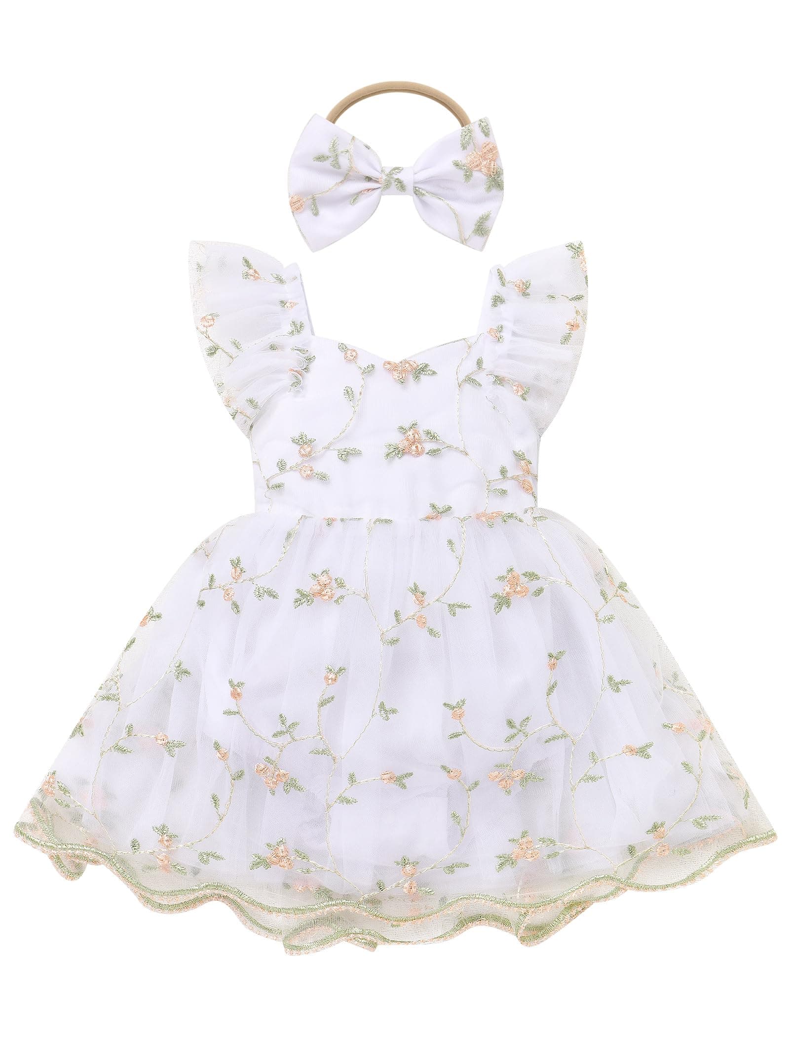 IMEKIS Baby Girls Floral Romper Dress for 1st Birthday & Wedding Tulle Tutu