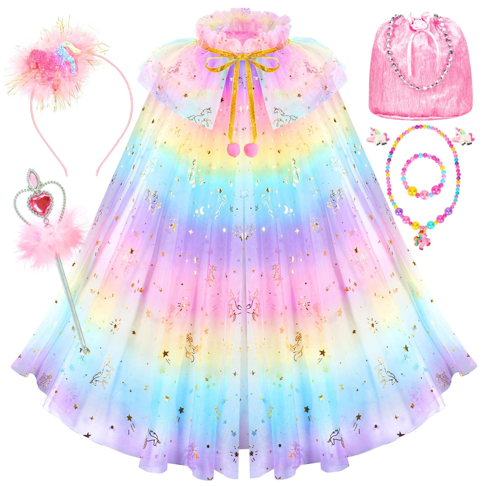 Princess Dress Up Cape Gift Set for Toddler Girls Age 3-8