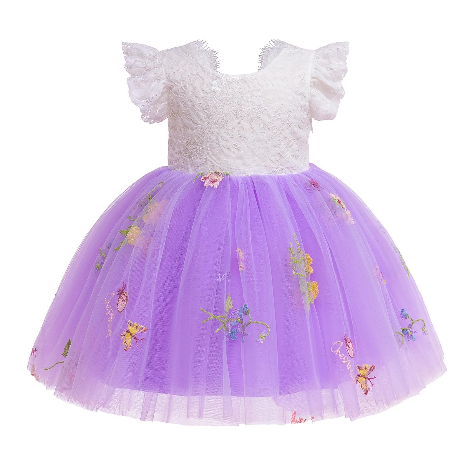 Boho Princess Lace Backless Butterfly Birthday Dress for Toddler Baby Girl by IMEKIS