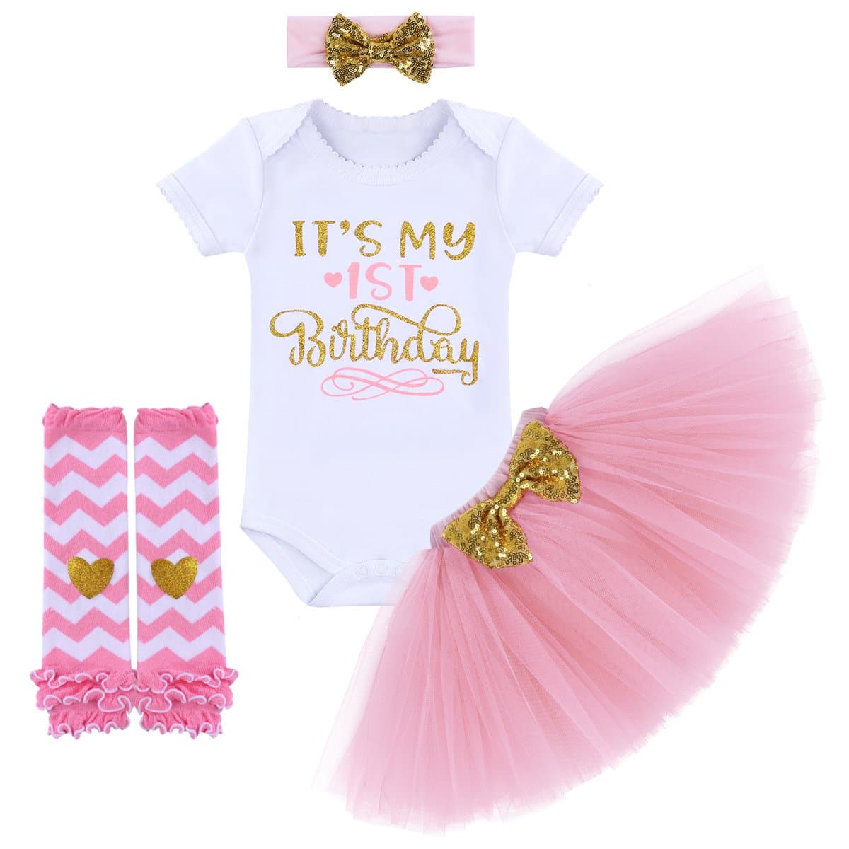 OBEEII Baby Girl 1st & 2nd Birthday Outfit Tutu Skirt Romper Set