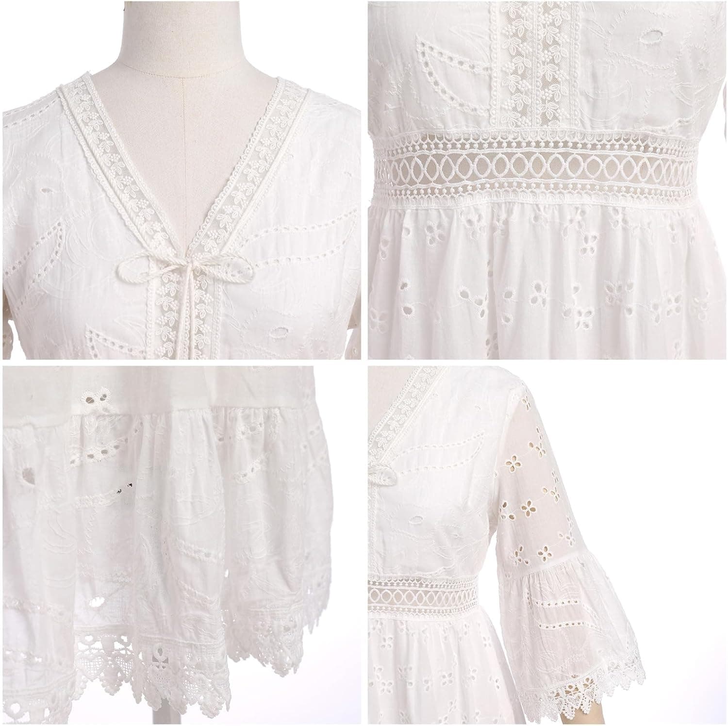 Women's Summer Slip Boho Maxi Dress Lace Up Tassel V Neck Flare Wedding Beach Dresses Holiday Outfit Photo Shoot