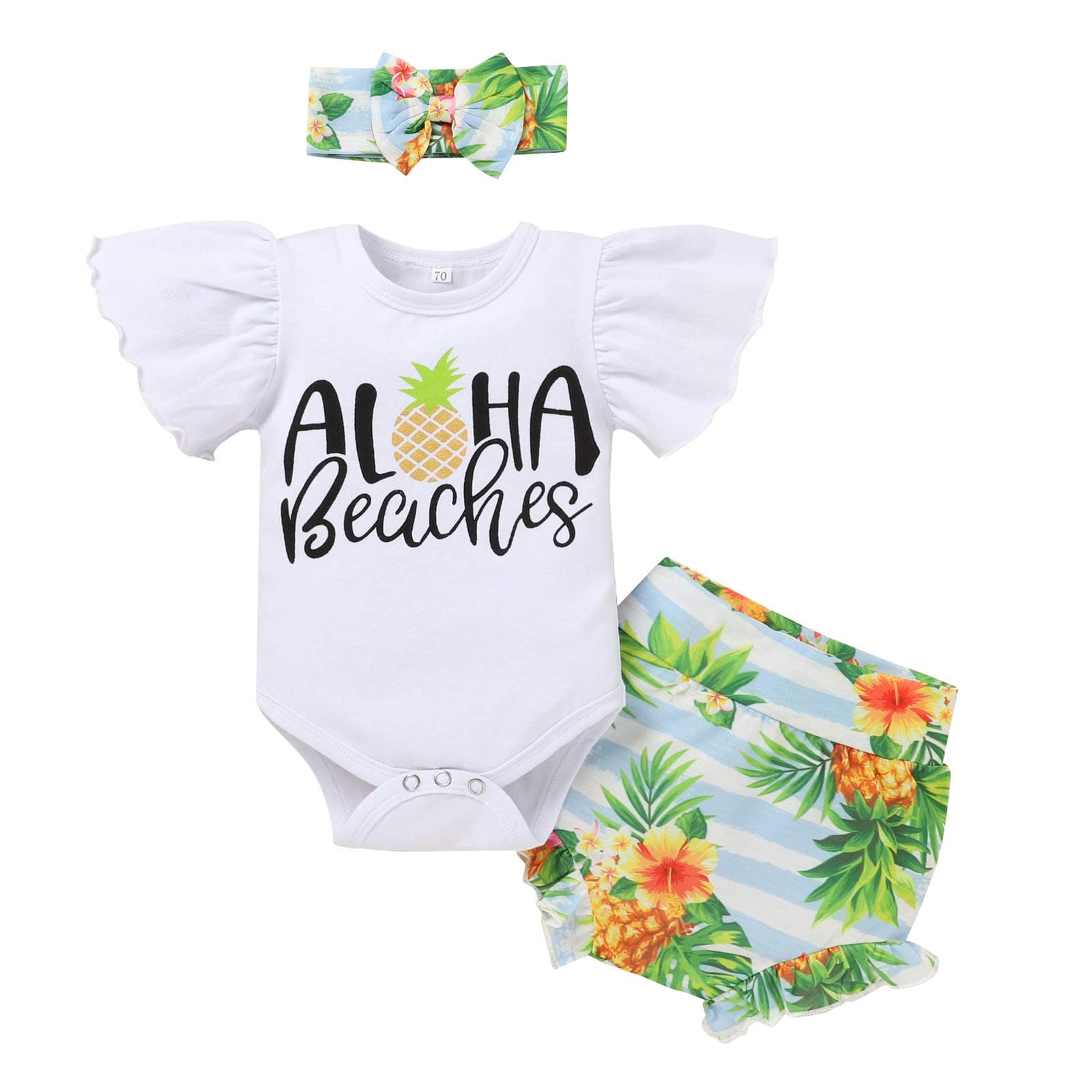 Newborn Baby Girls Ruffle Romper Set