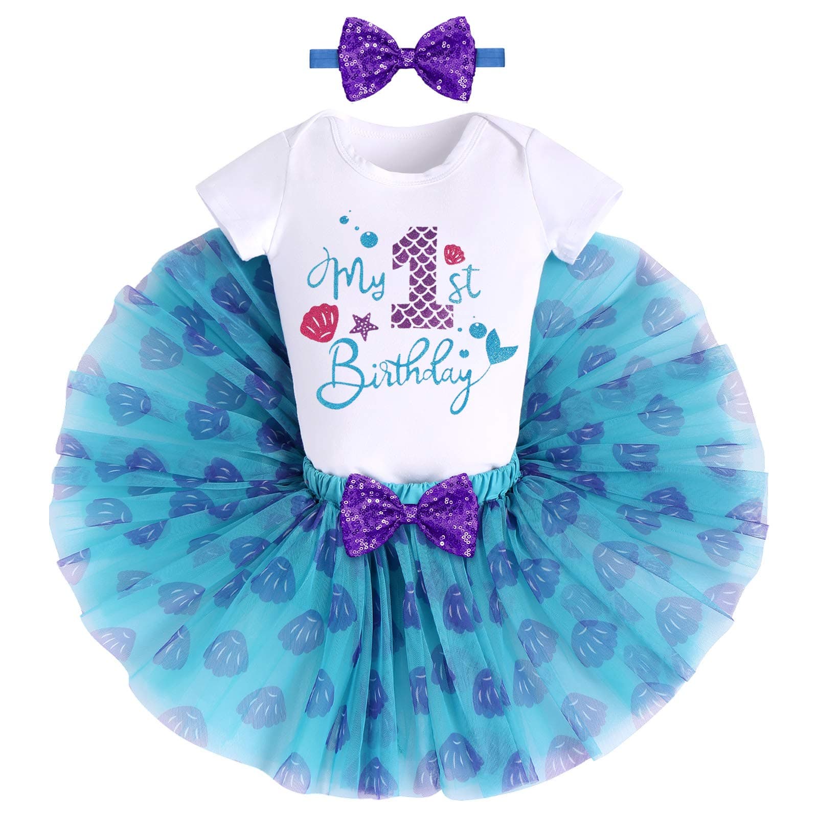 Mermaid 1st Birthday Outfit Set for Baby Girls